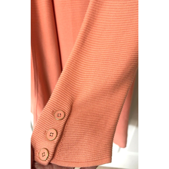 Talbots Plus Sz 2X Open Front Modern Ottoman Ribbed Cardigan Peach Coral - Picture 5 of 9